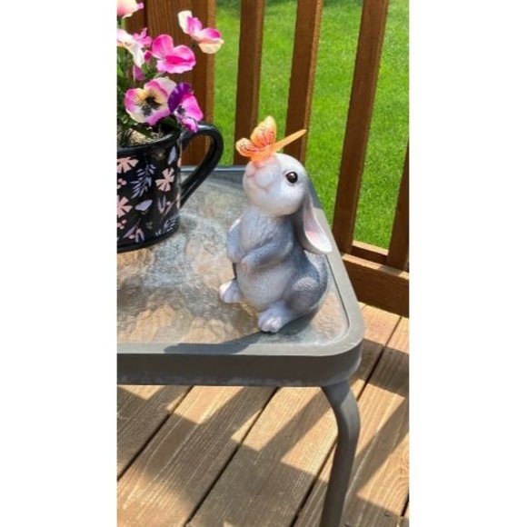 Bunny Statue Decor-Rabbit with Solar Butterfly Changing Lights for Garden - Picture 1 of 1